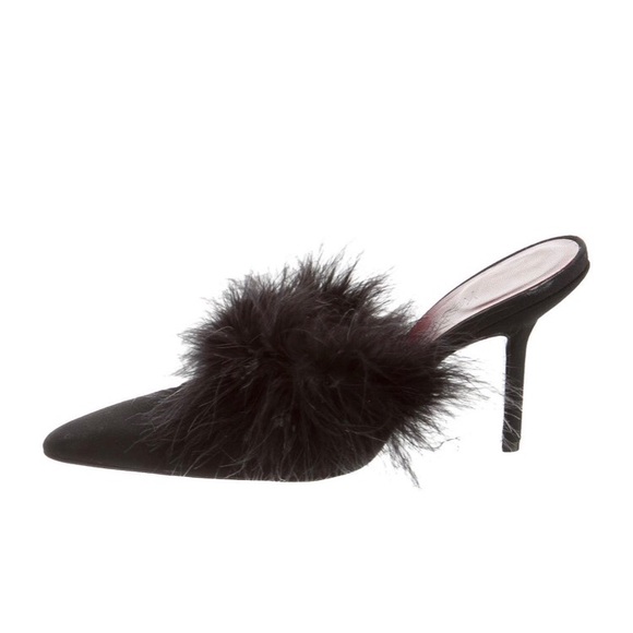 feather mule slippers